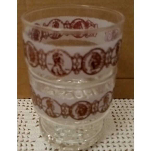 Libbey Bar Glasses Copper Penny Design Vintage Set Of 2 Low Ball Barware MCM - Picture 4 of 7